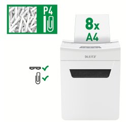 Destructeur IQ Protect 8X - Coupe croisée P-4 - 8 feuilles - Leitz
