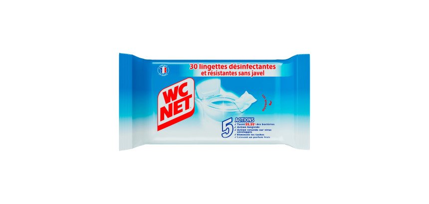 Lingettes nettoyantes désinfectantes WC Net. Paquet de 30