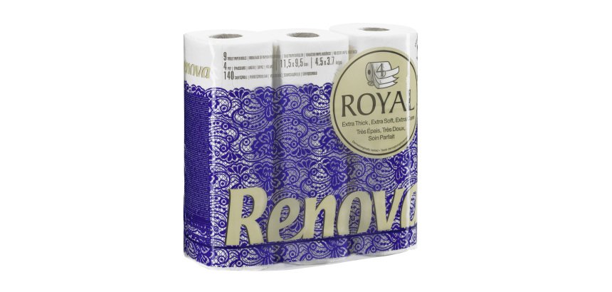 Papier toilette quadruple épaisseur Renova Royal  - 63 rouleaux de 140 feuilles