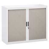 Armoire à rideaux démontables Bruneau 100 x 120 cm corps Blanc portes Chêne gris