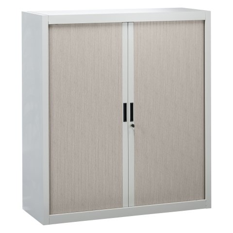Armario de oficina metálico desmontable Bruneau Alt. 136 x An. 120 cm gris con persianas roble gris