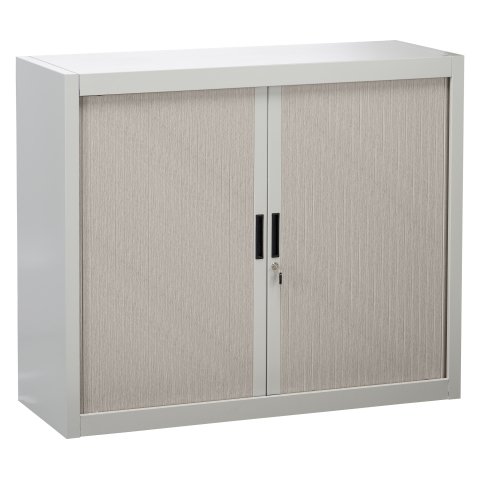 Armario de oficina metálico desmontable Bruneau Alt. 100 x An. 120 cm Gris Puerta persiana roble Gris