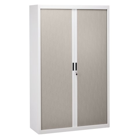 Armario de oficina metálico desmontable Bruneau Alt. 200 x An 120 cm Blanco Puerta persiana roble gris