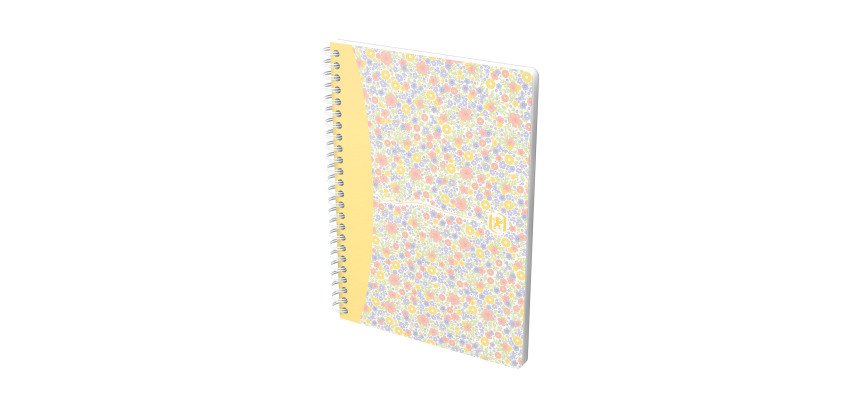 Cahier spirale Oxford Flowers - A5 14,8 x 21 cm - petits carreaux - 120 pages