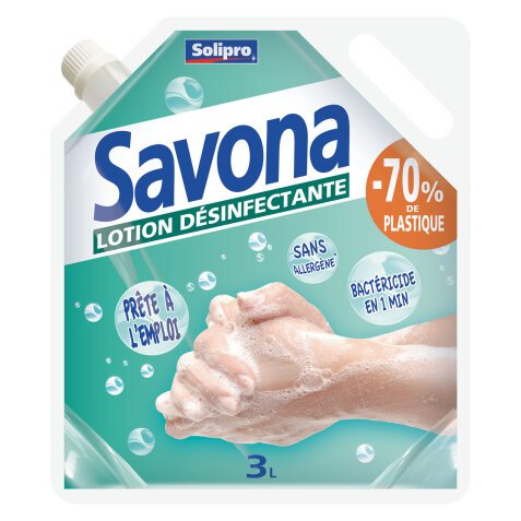 Lotion désinfectante Solipro Savona - écorecharge de 3 L