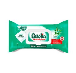 Lingettes nettoyantes extra-larges Carolin anti-bactérien - Arbre à thé - Paquet de 80