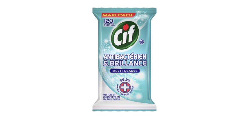 Lingettes nettoyantes anti-bactériennes multi-usages CIF - Paquet de 120