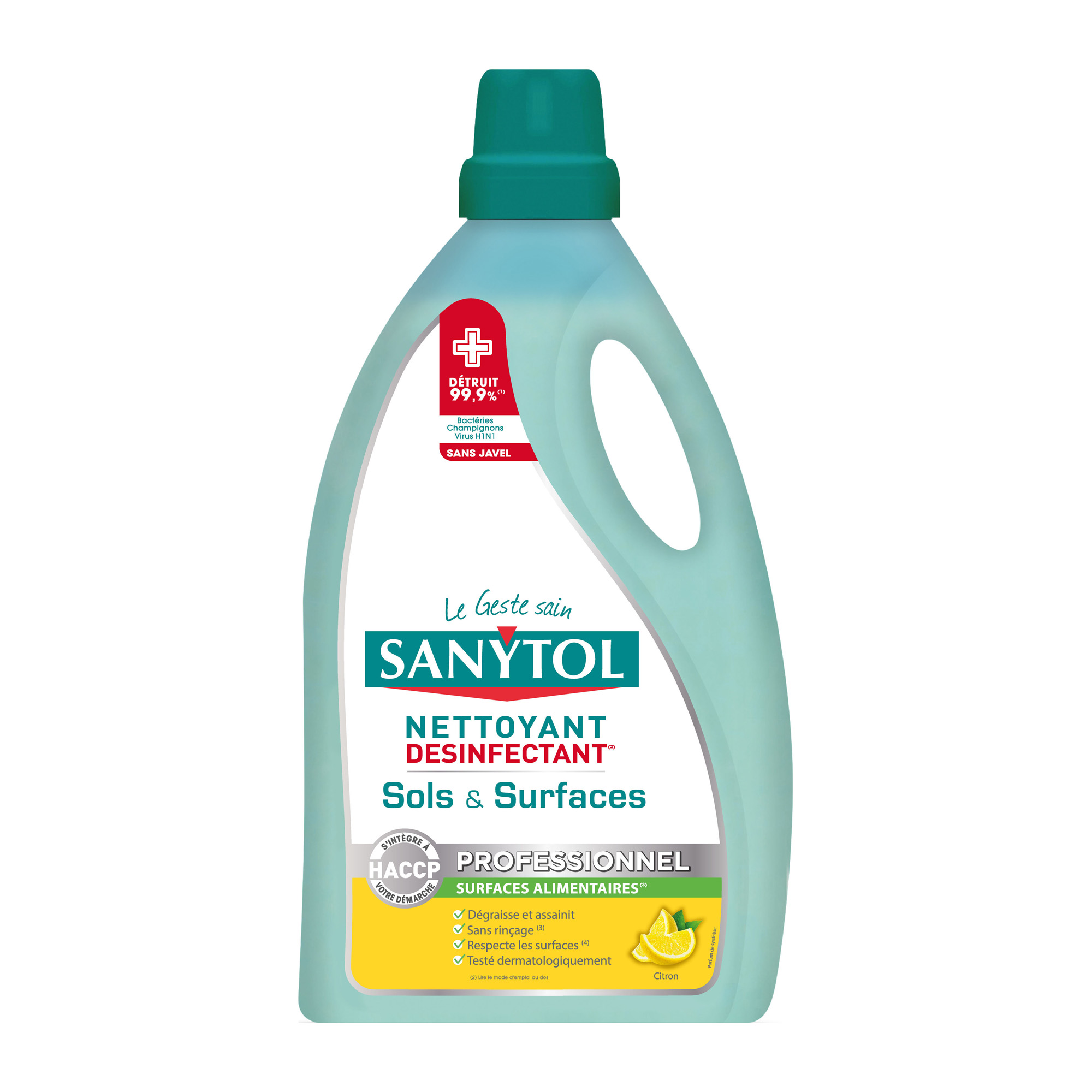 Nettoyant désinfectant sols surfaces citron 5l SANYTOL bactéricide