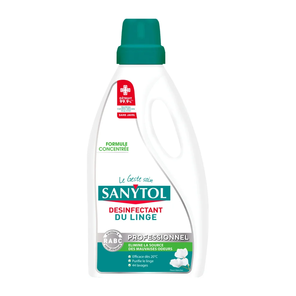 Désinfectant linge Sanytol Professionnel - 44 lavages - Flacon de 2 L sur