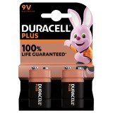 Duracell Plus - Pack mit 2 Alkalibatterien PP3/LR61 - 9 V