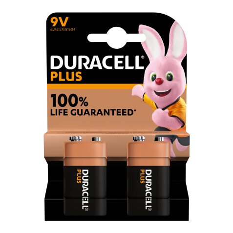 Alkalibatterie 9V - 6LR61 Duracell Plus - Pack von 2