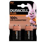 Pile Alcaline 9V - 6LR61 Duracell Plus- Blister de 2 piles 9 volts