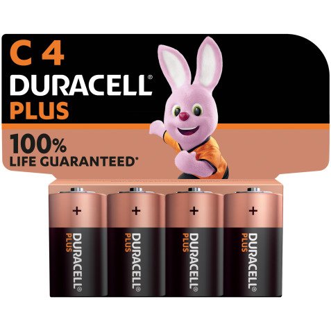 Pile C - LR14 Duracell Plus 1,5V - Blister de 4 piles