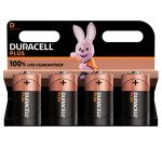 Pile alcaline D - LR20 Duracell Plus 1,5V - Blister de 4 piles