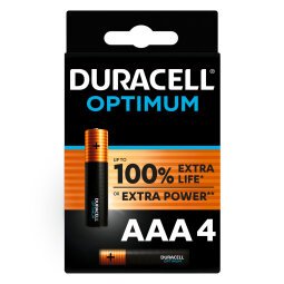 Pile Alcaline AAA - LR3 Duracell Optimum - Blister de 4