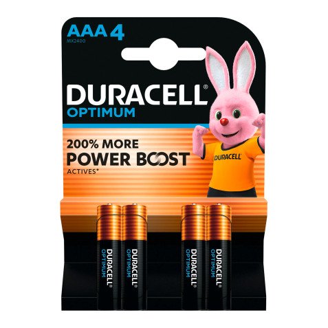 Pile Alcaline AAA - LR03 Duracell Optimum - Blister de 4