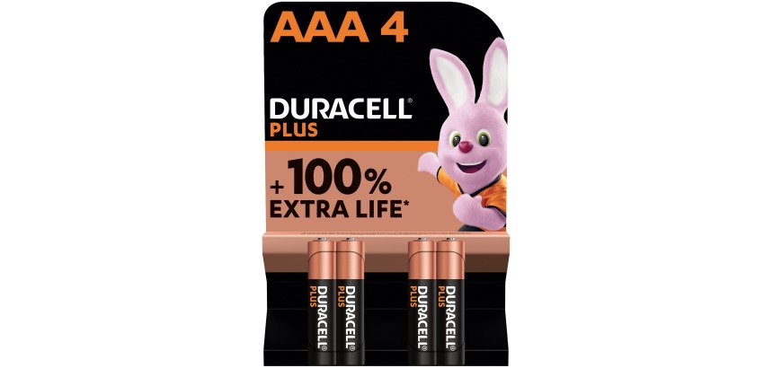 Pile Alcaline AA LR03 Duracell Plus - Blister de 4
