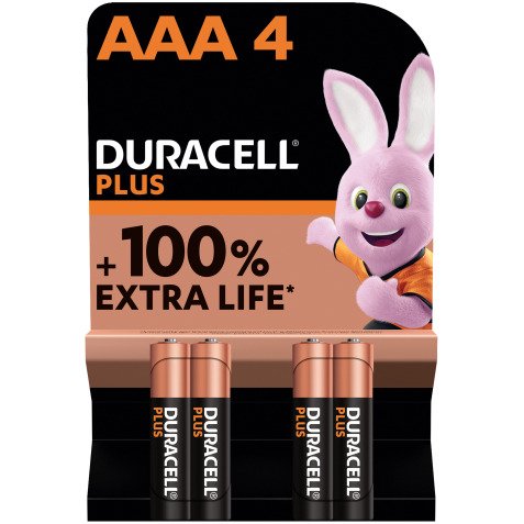 Pile Alcaline AA LR03 Duracell Plus - Blister de 4