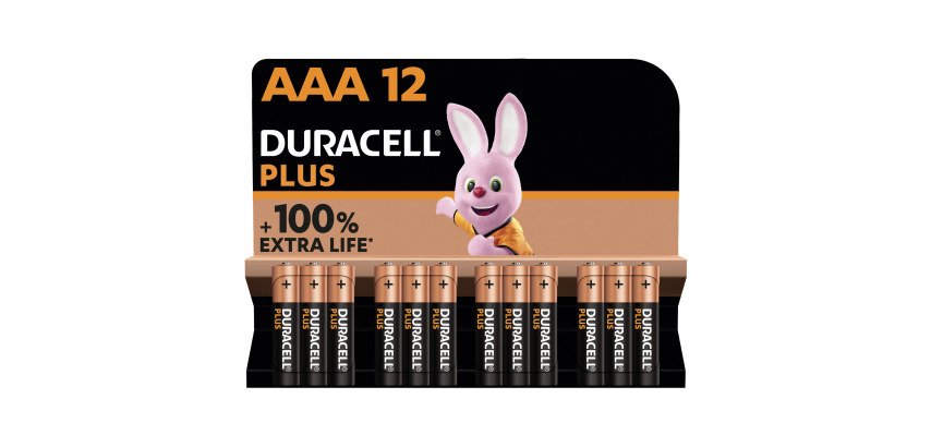 Pile Alcaline AAA LR03 Duracell Plus 1,5V - Blister de 12