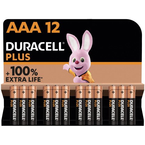 Pile Alcaline AAA LR03 Duracell Plus 1,5V - Blister de 12