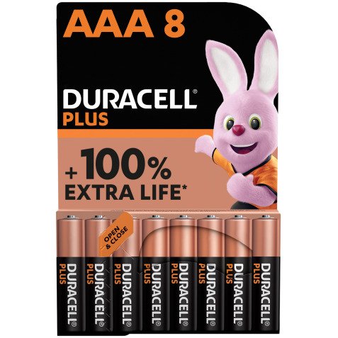 Pilas LR03 AAA Duracell Plus - Blíster de 8 pilas