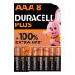 Pile Alcaline AAA LR3 Duracell Plus - Blister de 8