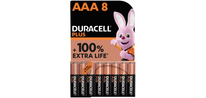 Pile Alcaline AAA LR3 Duracell Plus - Blister de 8