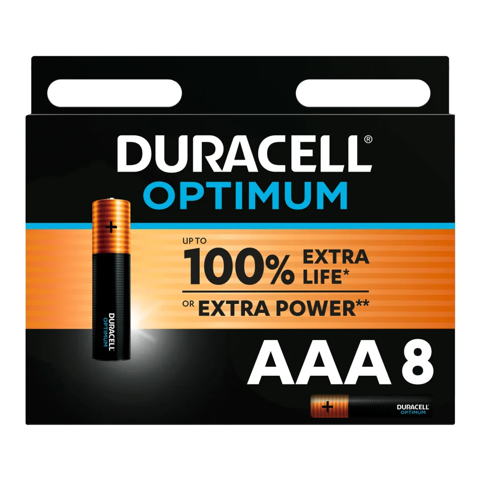 Pile Alcaline AAA - LR3 Duracell Optimum - Blister de 8 sur