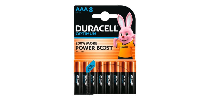 Pila Alcalina AAA - LR3 Duracell Optimum - Blister de 8