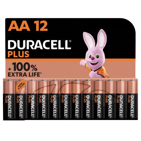 Pile Alcaline AA LR06 Duracell Plus - Blister de 12