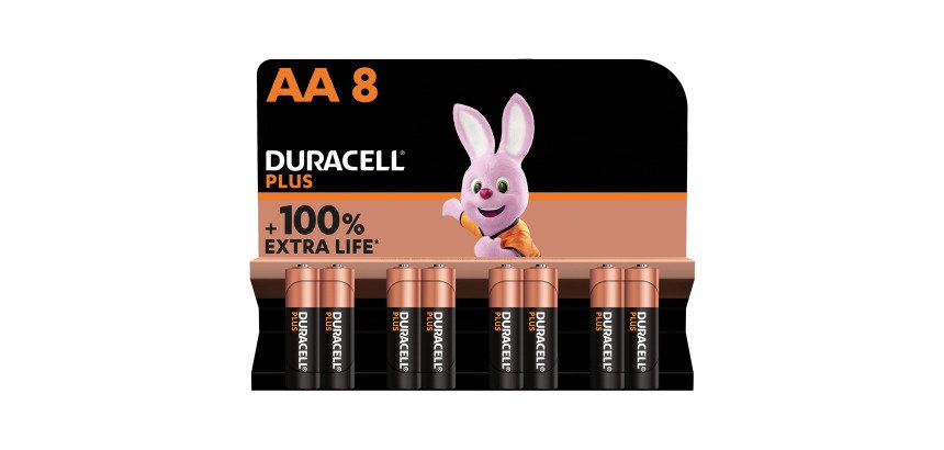 Pile Alcaline AA LR06 Duracell Plus - Blister de 8