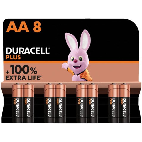 Pile Alcaline AA LR06 Duracell Plus - Blister de 8