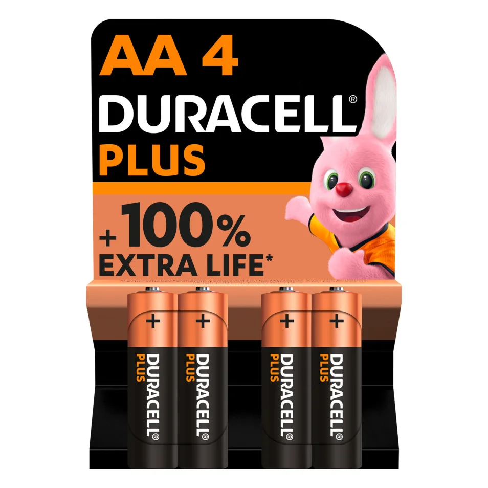 Pile Alcaline AA LR6 Duracell Plus - Blister de 4 sur