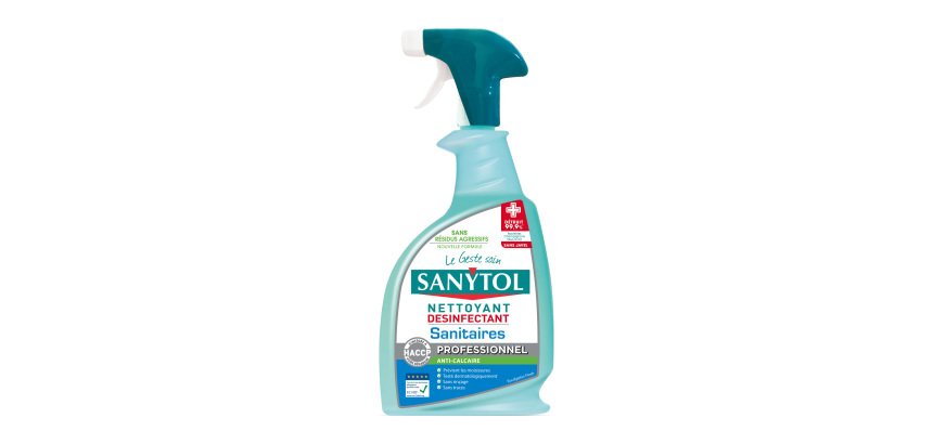 Nettoyant désinfectant anti-calcaire sanitaires Sanytol Professionnel - Spray de 750 ml