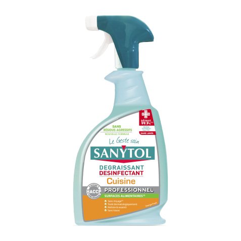 Nettoyant dégraissant désinfectant cuisine Sanytol professionnel - Spray 750 ml