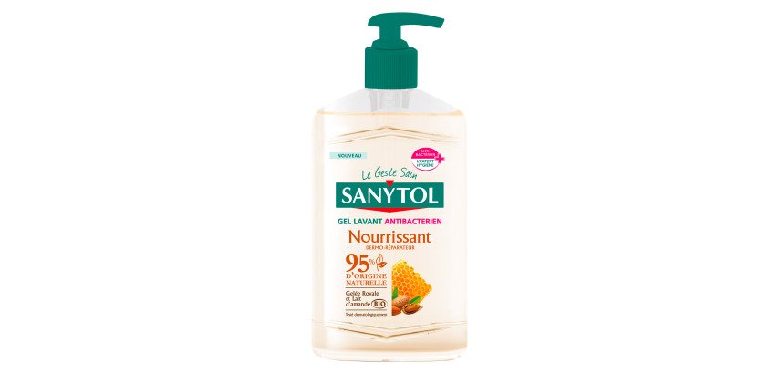 Gel lavant mains antibactérien Sanytol nourrissant - Flacon de 250 ml