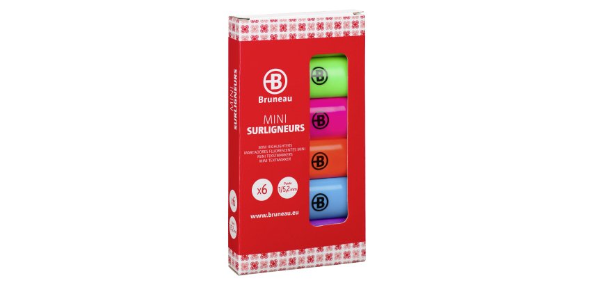 Surligneur Bruneau mini couleurs assorties - Pochette de 6