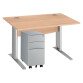 Pack bureau L 120 cm Excellens métal + caisson mobile 3 tiroirs petite largeur Bruneau Aluminium