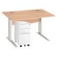 Pack bureau L 120 cm Excellens métal + caisson mobile 3 tiroirs petite largeur Bruneau Blanc