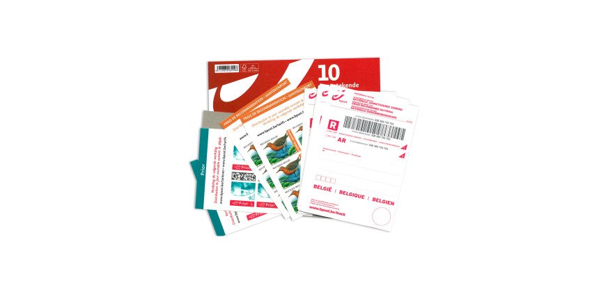 Kit of 10 registered mail labels Bpost. (This item will not count towards your gift or calculation of possible postal charges)