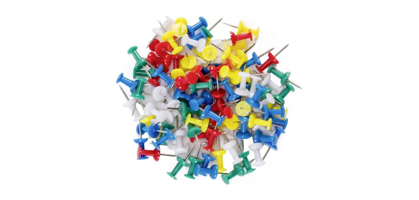 Epingles couleurs assorties de fixation - Boîte de 100
