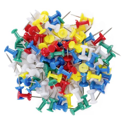 Epingles couleurs assorties de fixation - Boîte de 100