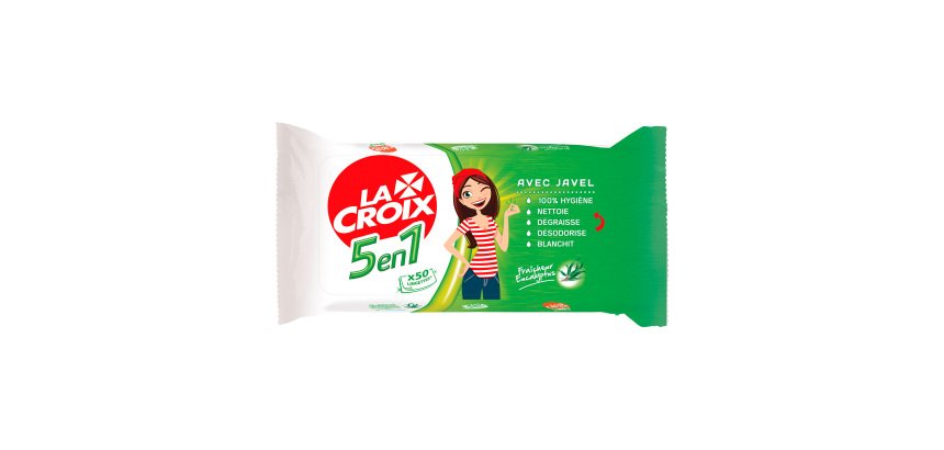 Lingettes nettoyantes avec Javel La Croix 5 en 1 sols et surfaces - Paquet de 50