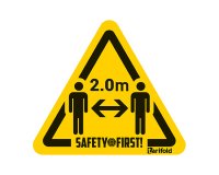 Señal adhesiva Safety First "Guarda una distancia de 2 metros" 150 x 170 mm - bolsa de 4 triangulos