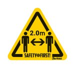 Señal adhesiva Safety First "Guarda una distancia de 2 metros" 150 x 170 mm - bolsa de 4 triangulos