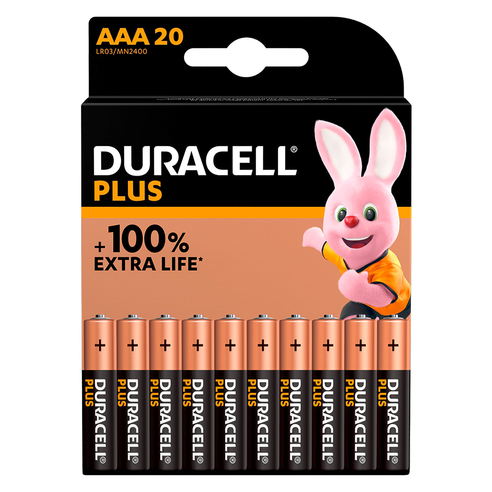 Pack 15 batteries LR3 Duracell Plus AAA + 5 for free on