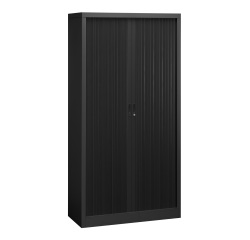 Armoire métal à rideaux  Union G. H 198 x L 100 x P 45 cm corps noir RAL 9005 rideaux noir