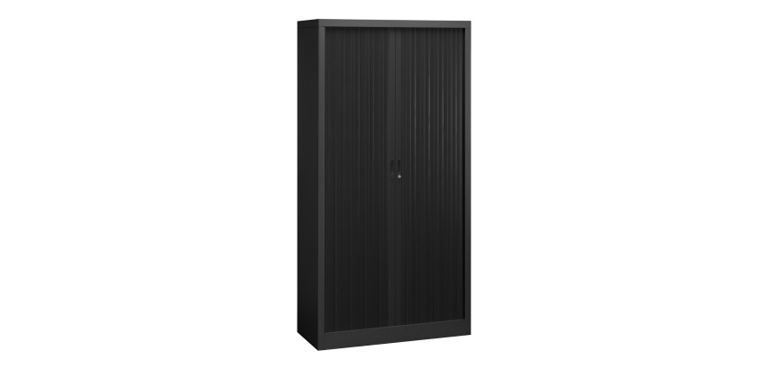 Armoire métal à rideaux  Union G. H 198 x L 100 x P 45 cm corps noir RAL 9005 rideaux noir