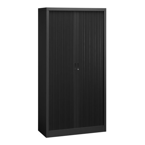 Armario de persiana metálico desmontable Unión Alt 198 x An 100 cm estructura negra persianas negras
