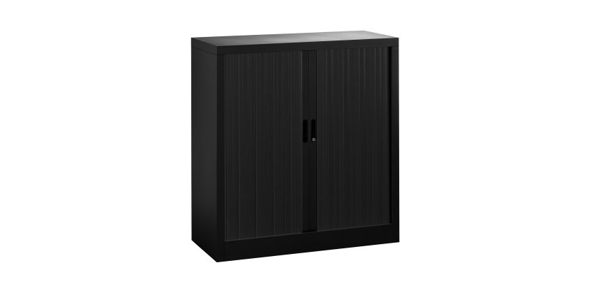 Armoire métal à rideaux  Union G. H 100 x L 100 x P 45 cm corps noir RAL 9005 rideaux noir